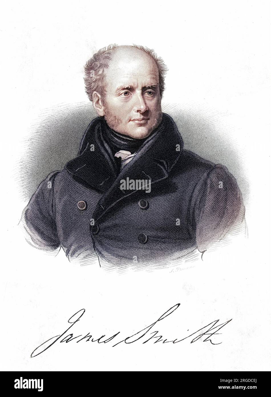 JAMES SMITH (1775 - 1839), auteur avec son frère Horace de 'rejected adresses' qui était un BEST-seller à son époque. avec son autographe. Banque D'Images