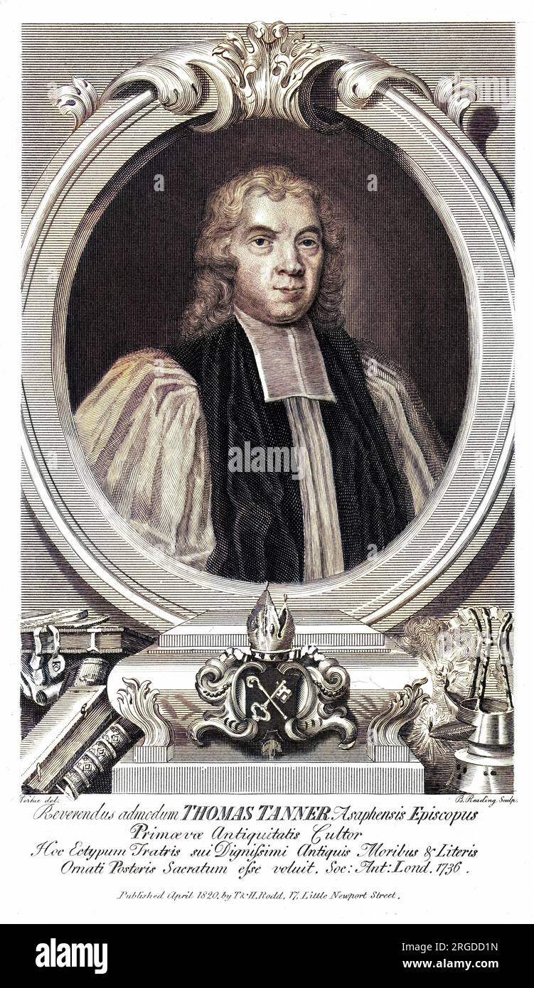 THOMAS TANNER ecclésiastique et antiquaire, évêque de St Asaph Banque D'Images