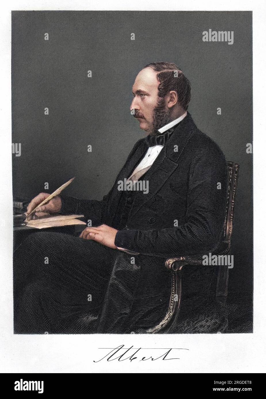 Prince Albert (1819 - 1861), épouse de Victoria, reine d'Angleterre avec son autographe. Banque D'Images