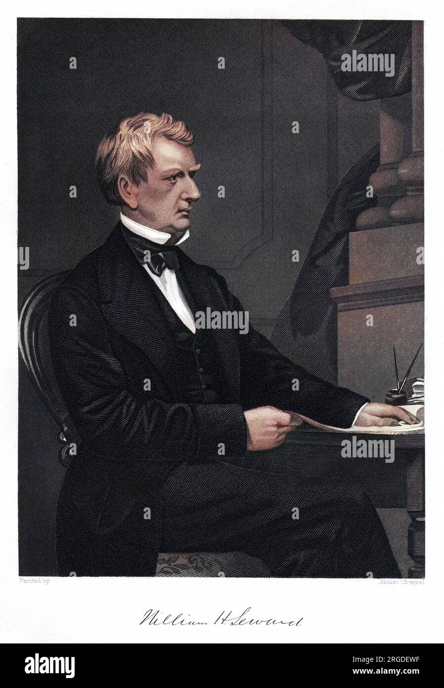 WILLIAM HENRY SEWARD (1801 - 1872), homme d'État américain, avec son autographe Banque D'Images