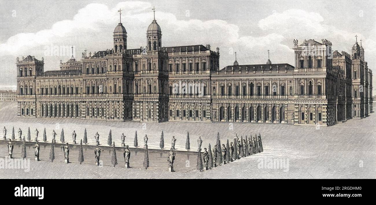 Le Palais Royal de Whitehall, conçu par Inigo Jones. Banque D'Images