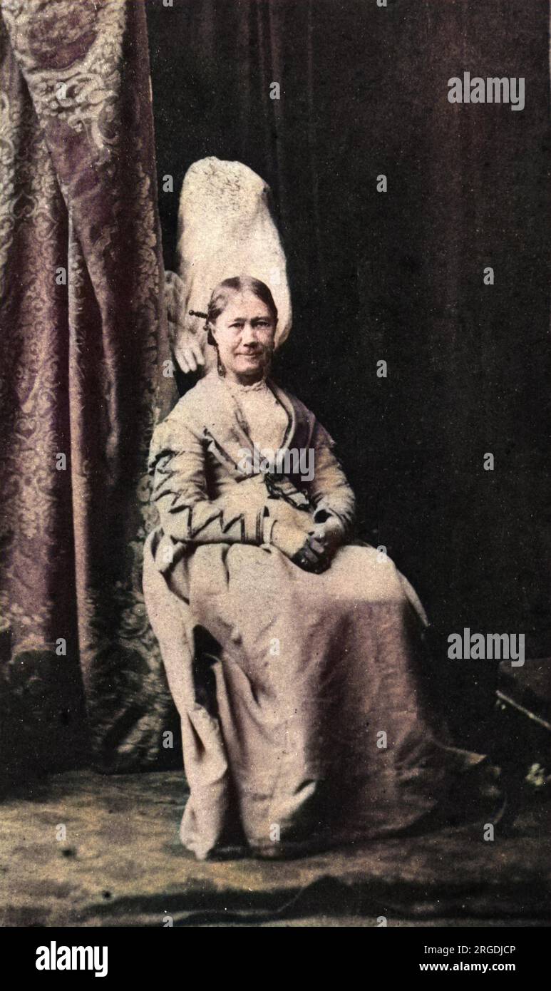 Georgina Houghton (?-1887), écrivaine spiritualiste et médium, vue ici avec l'esprit de sa mère planant derrière elle. Le photographe a ensuite été exposé comme une fraude. Banque D'Images