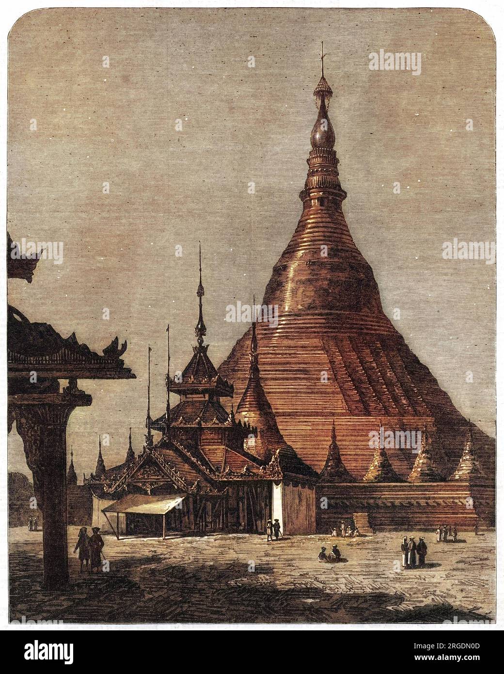 La Pagode Shweidagon à Yangon, Birmanie (Myanmar), officiellement appelée Shweidago Zedi Daw et également connue sous le nom de Pagode d'Or, ou la Grande Pagode Dagon. La structure dorée tourne à 99 mètres de haut. Banque D'Images
