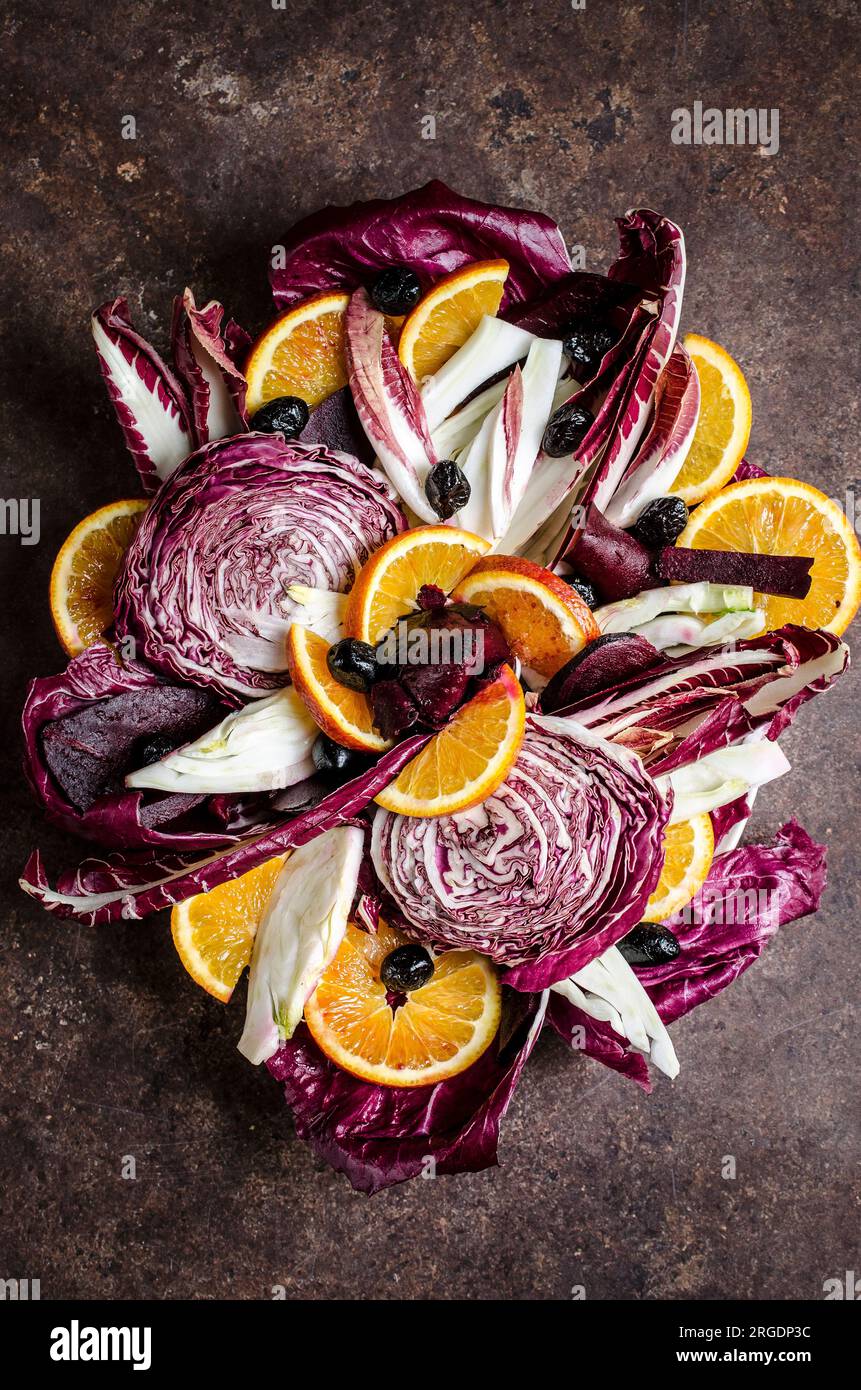 Radicchio, betterave, salade rouge orange Banque D'Images