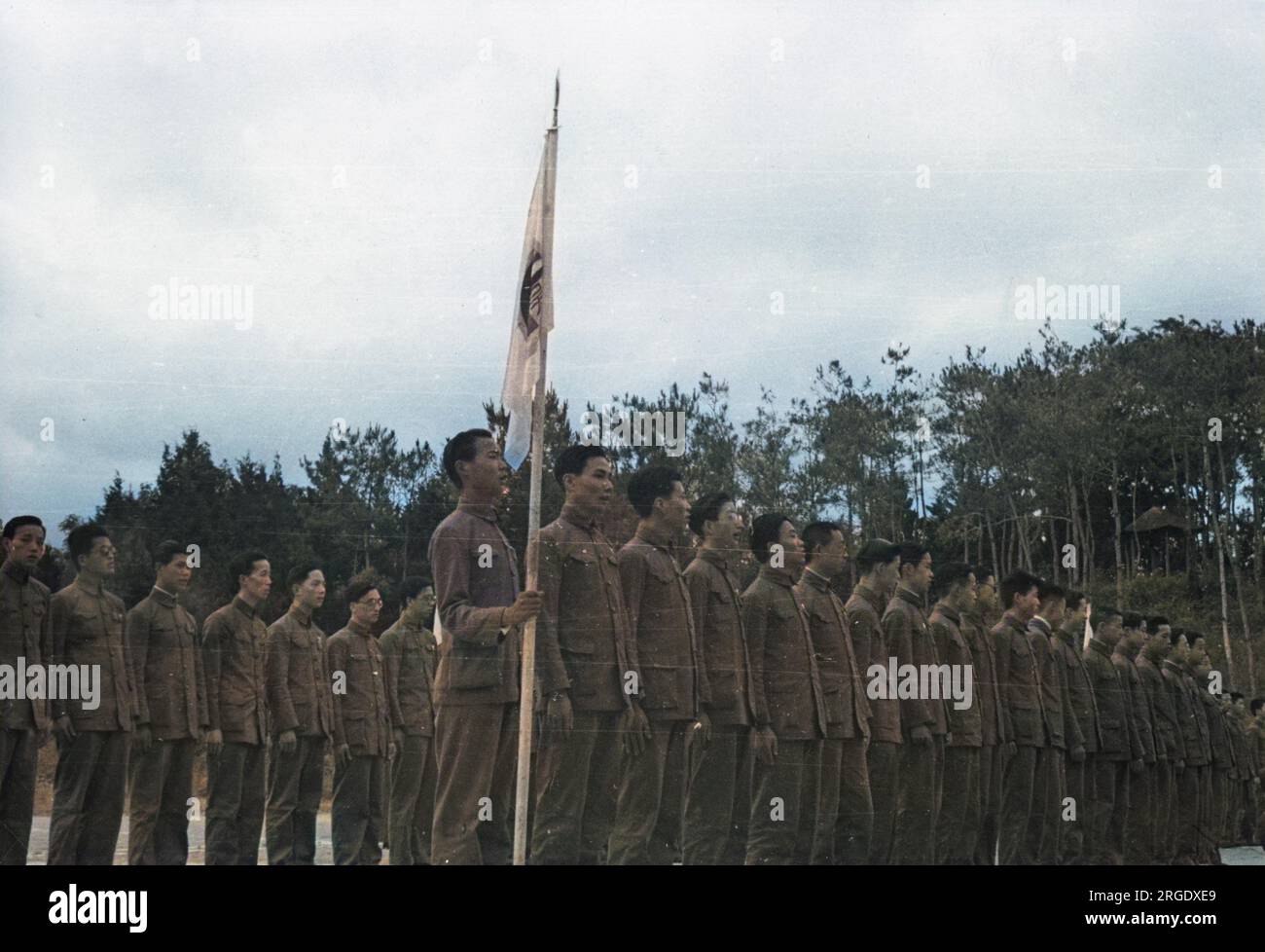 Un rassemblement de jeunes anticommunistes à Wukiang (Wujiang?), en Chine, pendant l'occupation par les Japonais Banque D'Images