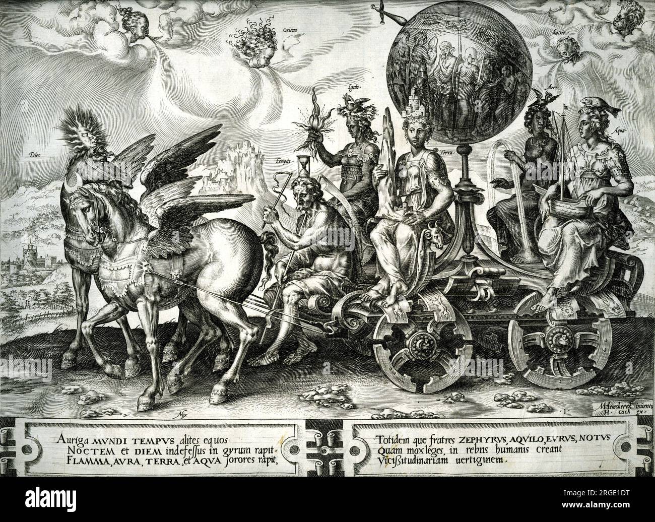 Tempus, Ignis, Terra, Aer, Aqua Banque D'Images