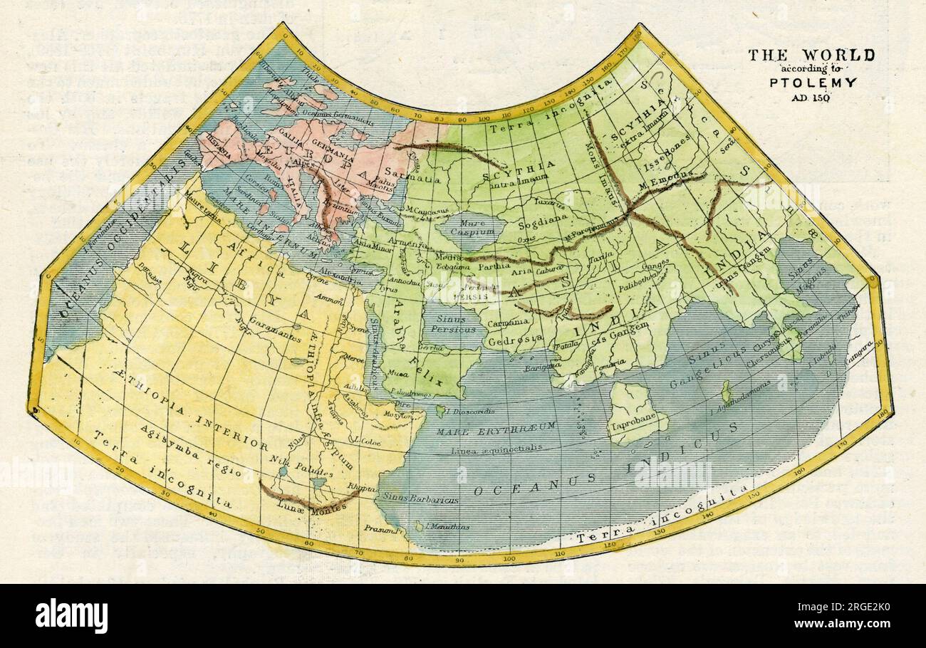Le monde selon Ptolémée 150Ad Banque D'Images