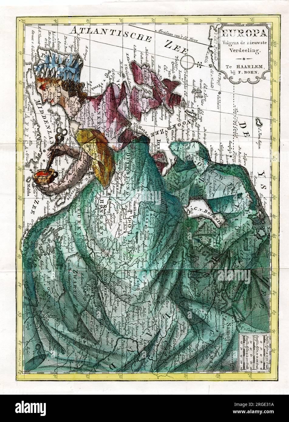 Carte de dessin animé de l'Europe Banque D'Images