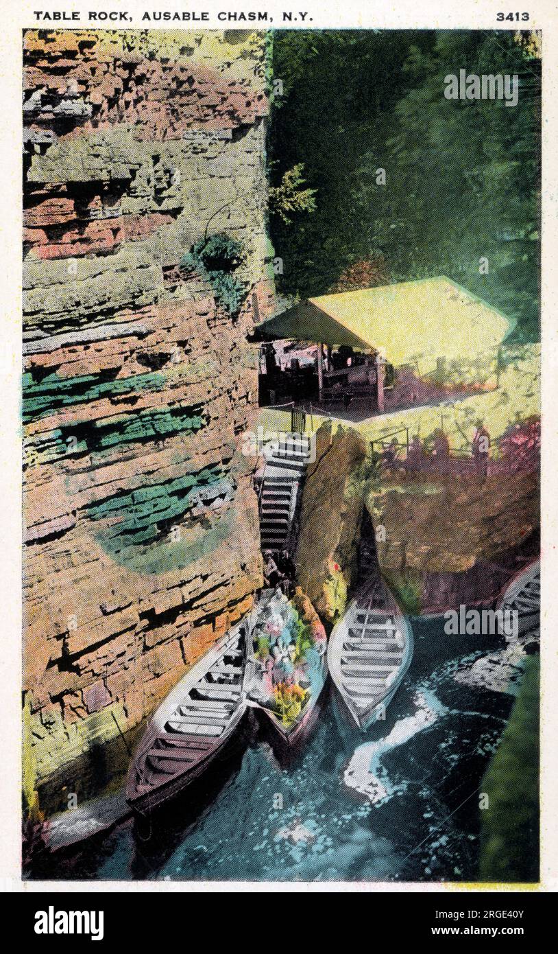 Table Rock, Ausable Chasm, État de New York, États-Unis - surnommé le « Grand Canyon des Adirondacks » Banque D'Images