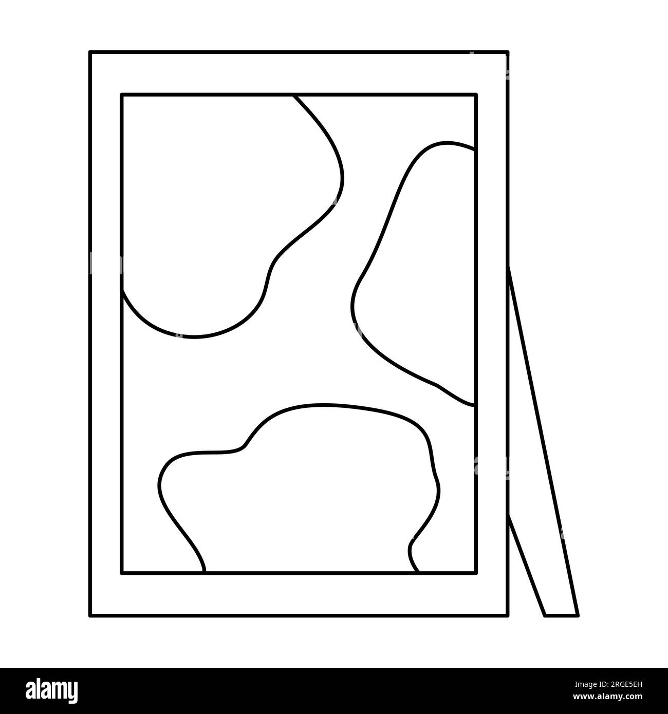 Photo de bureau ou cadre photo avec peinture abstraite à partir de formes géométriques, illustration vectorielle plate de style doodle pour livre de coloriage pour enfants Illustration de Vecteur