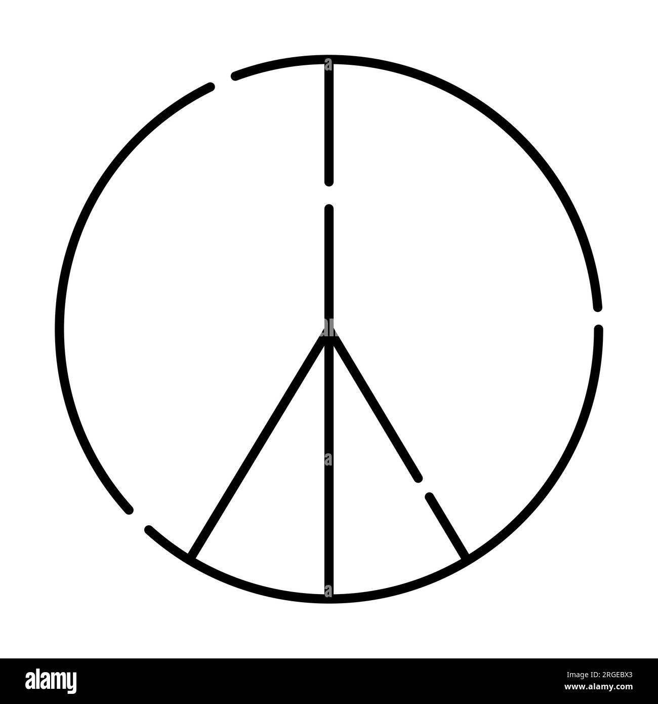 Signe du Pacifique, symbole de paix, icône de ligne noire vectorielle Illustration de Vecteur