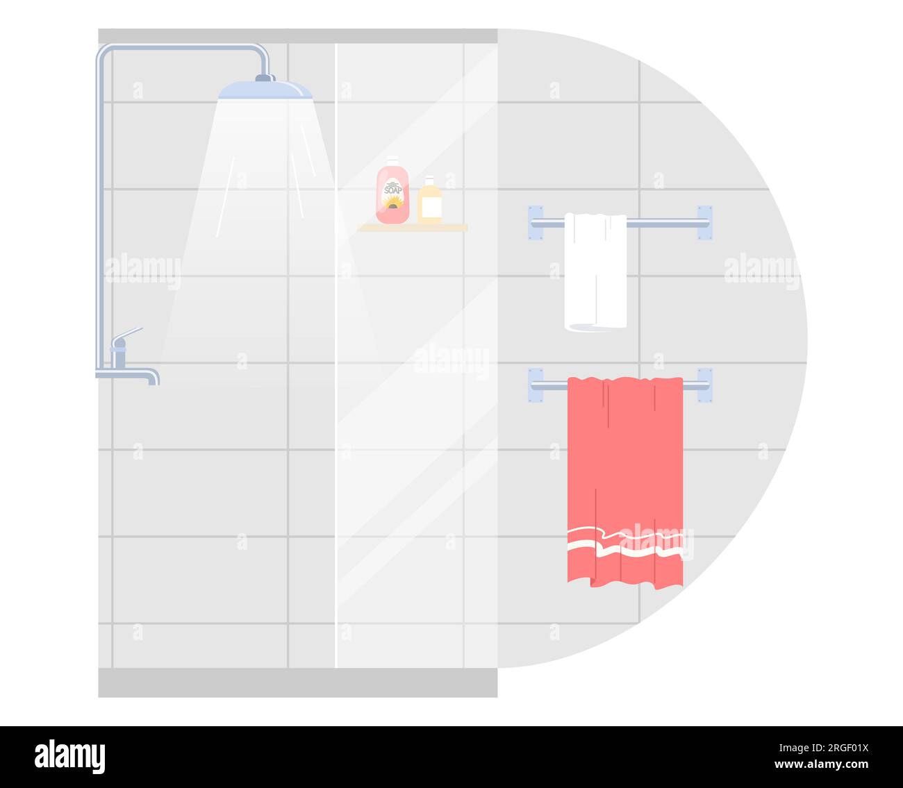 Salle de bains cabine meubles maison intérieur avec douche Illustration de Vecteur