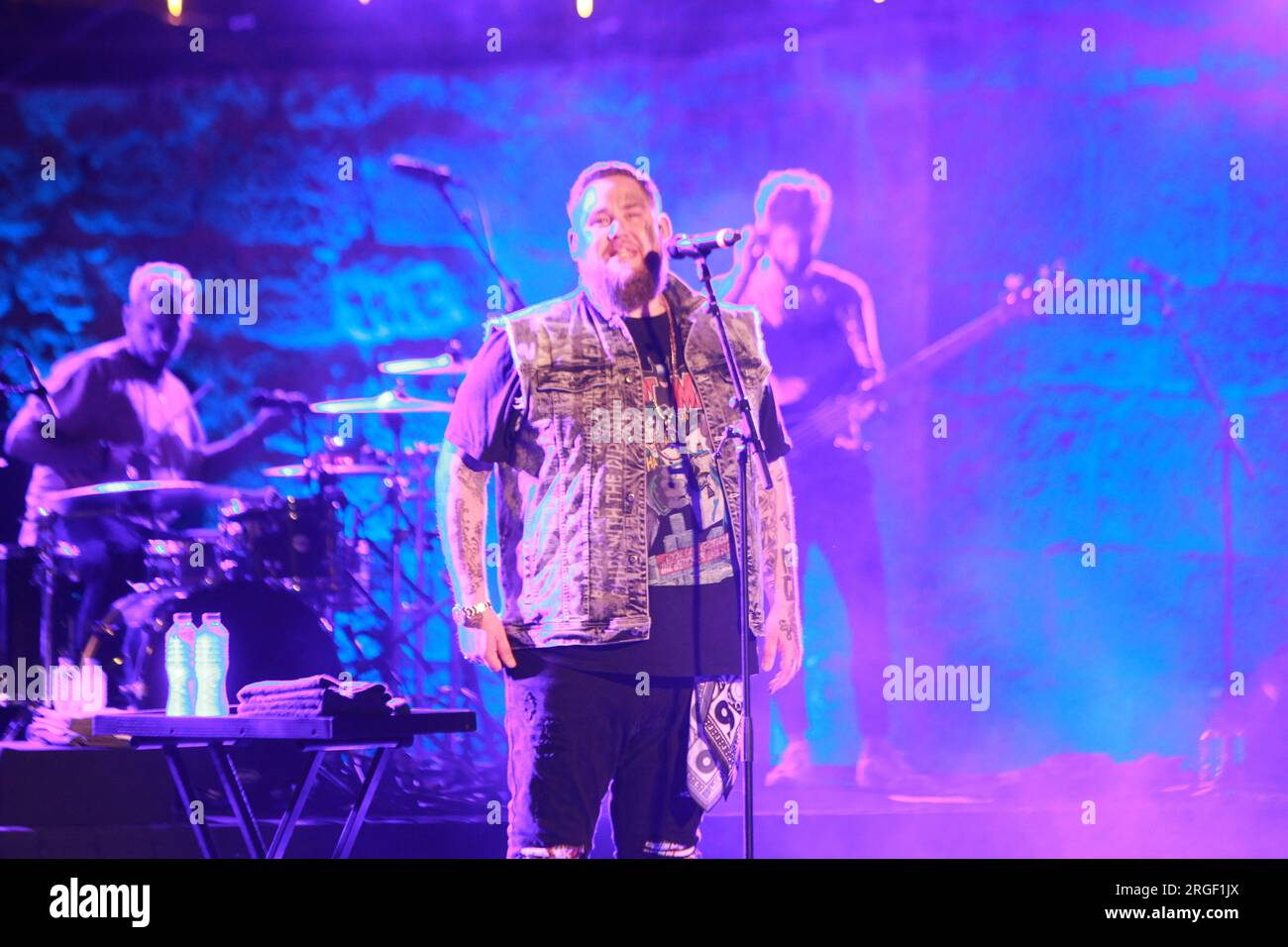 9 août 2023, Carthage, Tunis, Tunisie : concert du chanteur anglais Rory Graham connu sous le surnom de Rag'n'Bone Man originaire du Sussex de l'est rural (Angleterre) pour la première fois en Tunisie et en Afrique dans le cadre de la 57e édition du Festival International de Carthage. (Image de crédit : © Chokri Mahjoub/ZUMA Press Wire) USAGE ÉDITORIAL SEULEMENT! Non destiné à UN USAGE commercial ! Banque D'Images