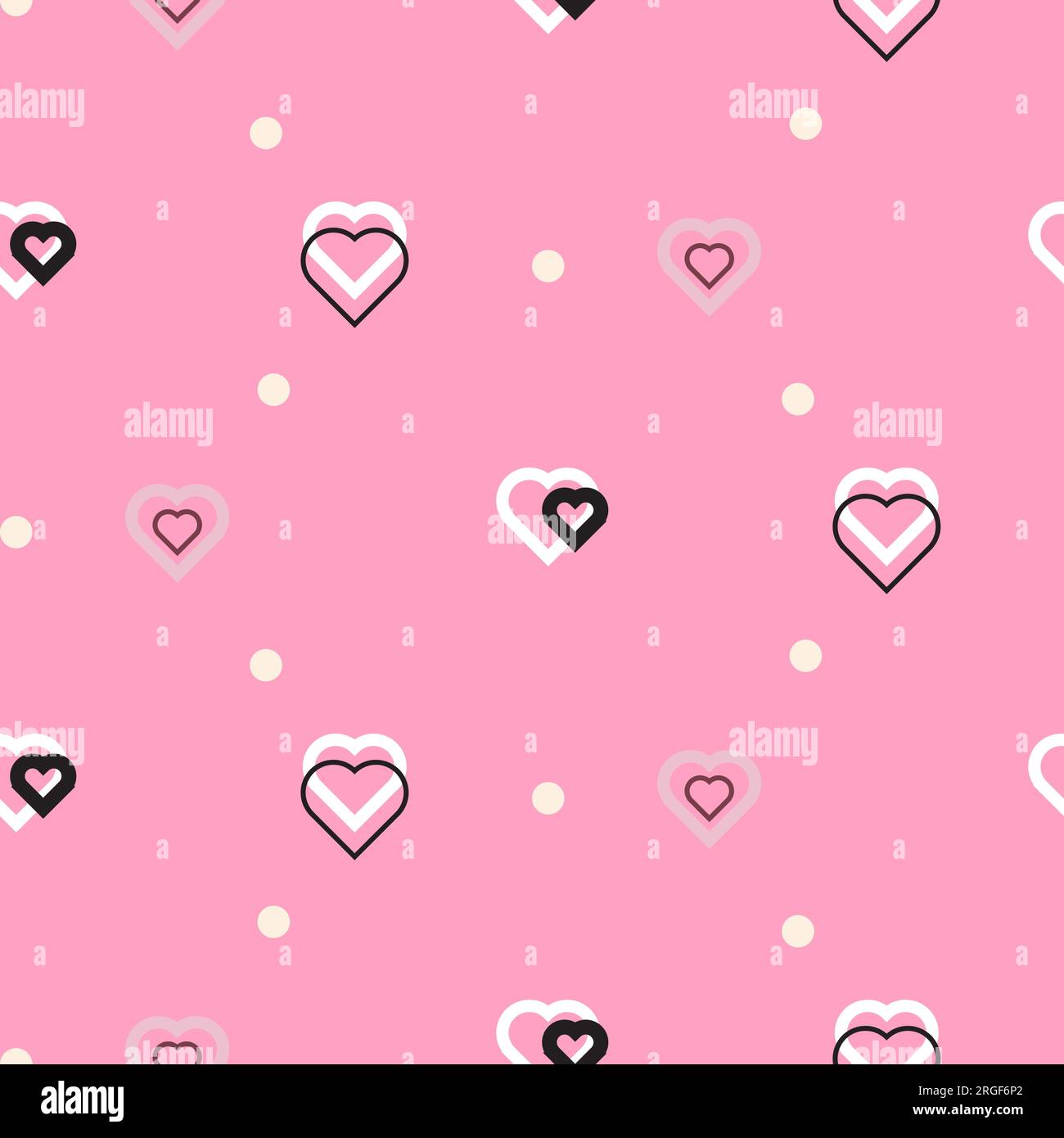 Motif coeurs simples sans couture à pois. Imprimé rose Saint-Valentin sur toute la surface. Fond romantique géométrique abstrait. Illustration de Vecteur