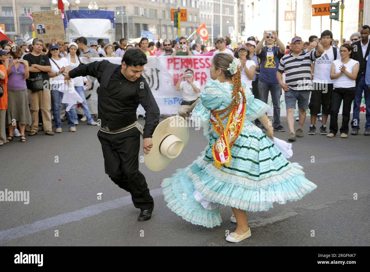 Milan (Italie), manifestation pour l’accueil et l’intégration des populations migrantes Banque D'Images