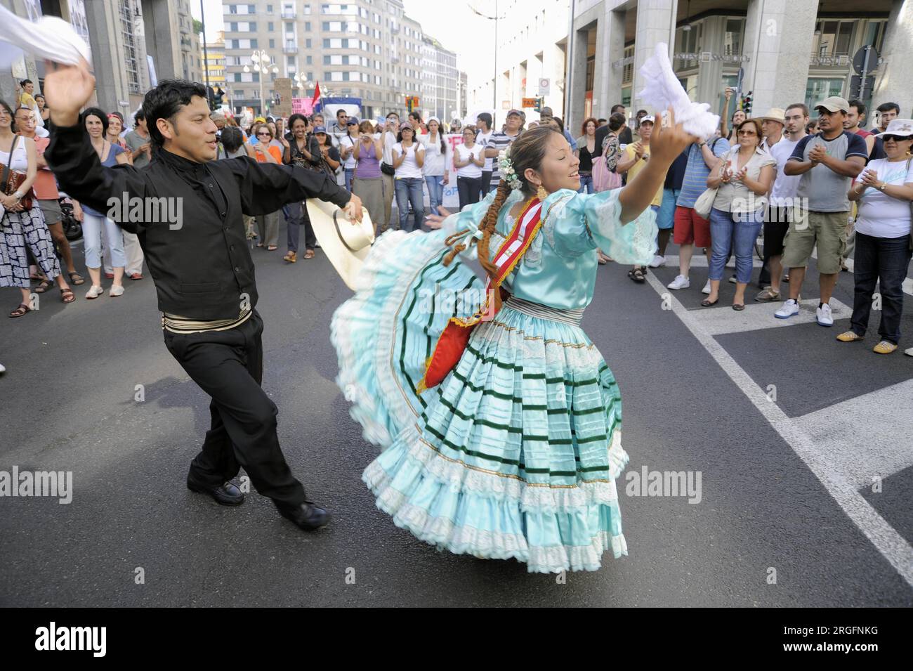 Milan (Italie), manifestation pour l’accueil et l’intégration des populations migrantes Banque D'Images