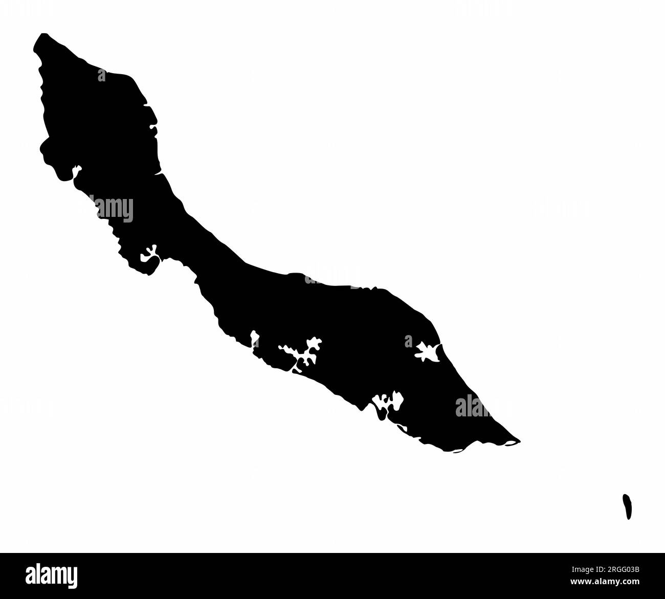 Silhouette de carte de l'île de Curaçao isolée sur fond blanc Illustration de Vecteur