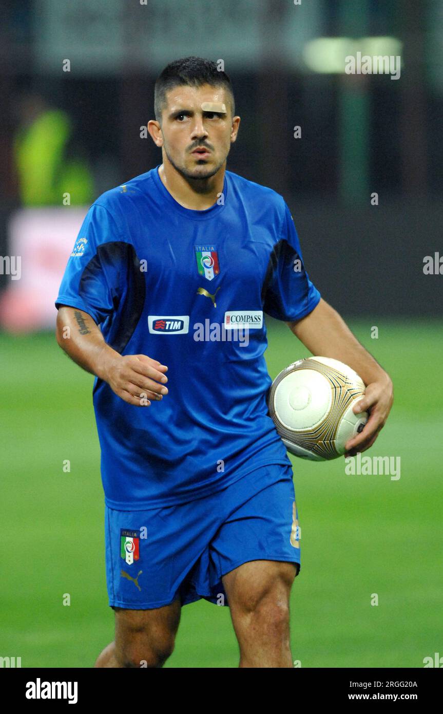 Milan Italie 2007-09-08, Gennaro Gattuso lors du match Italie - France, qualification pour le Championnat d'Europe de football 2008 Banque D'Images