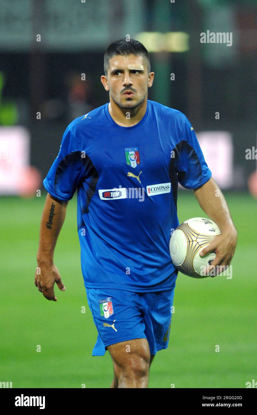 Milan Italie 2007-09-08, Gennaro Gattuso lors du match Italie - France, qualification pour le Championnat d'Europe de football 2008 Banque D'Images