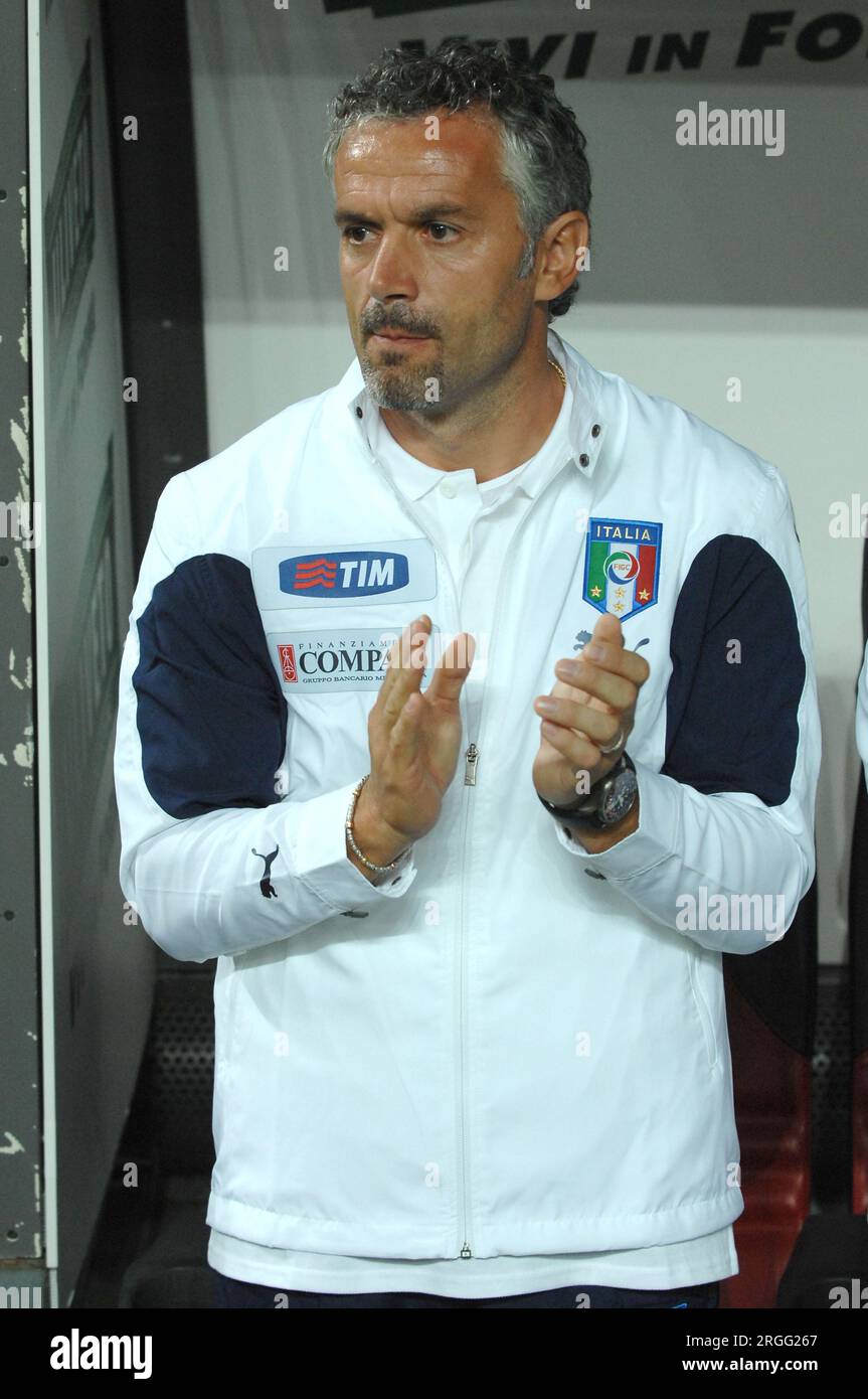 Milan Italie 2007-09-08, Roberto Donadoni, entraîneur de l'équipe nationale italienne de football lors du match Italie - France, qualification pour le Championnat d'Europe de football 2008 Banque D'Images