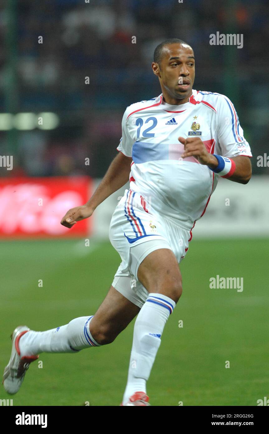 Milan Italie 2007-09-08, Thierry Henry lors du match Italie - France, qualification pour le Championnat d'Europe de football 2008 Banque D'Images
