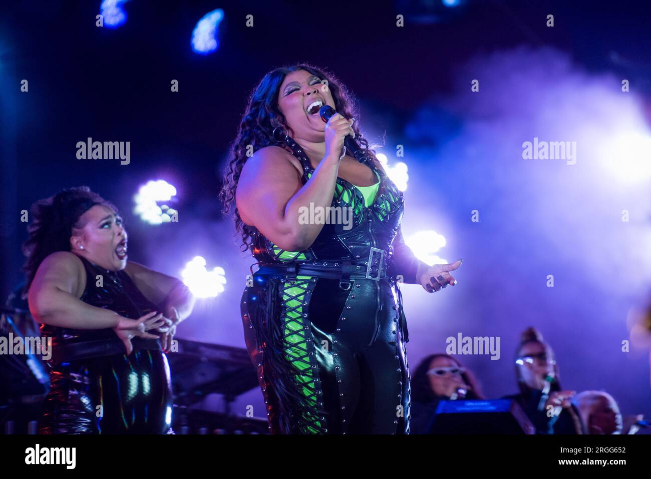 Roskilde, Danemark. 01 juillet 2023. Le rappeur et chanteur américain Lizzo donne un concert live lors du festival de musique danois Roskilde Festival 2023 à Roskilde. (Crédit photo : Gonzales photo - Bo Kallberg). Banque D'Images