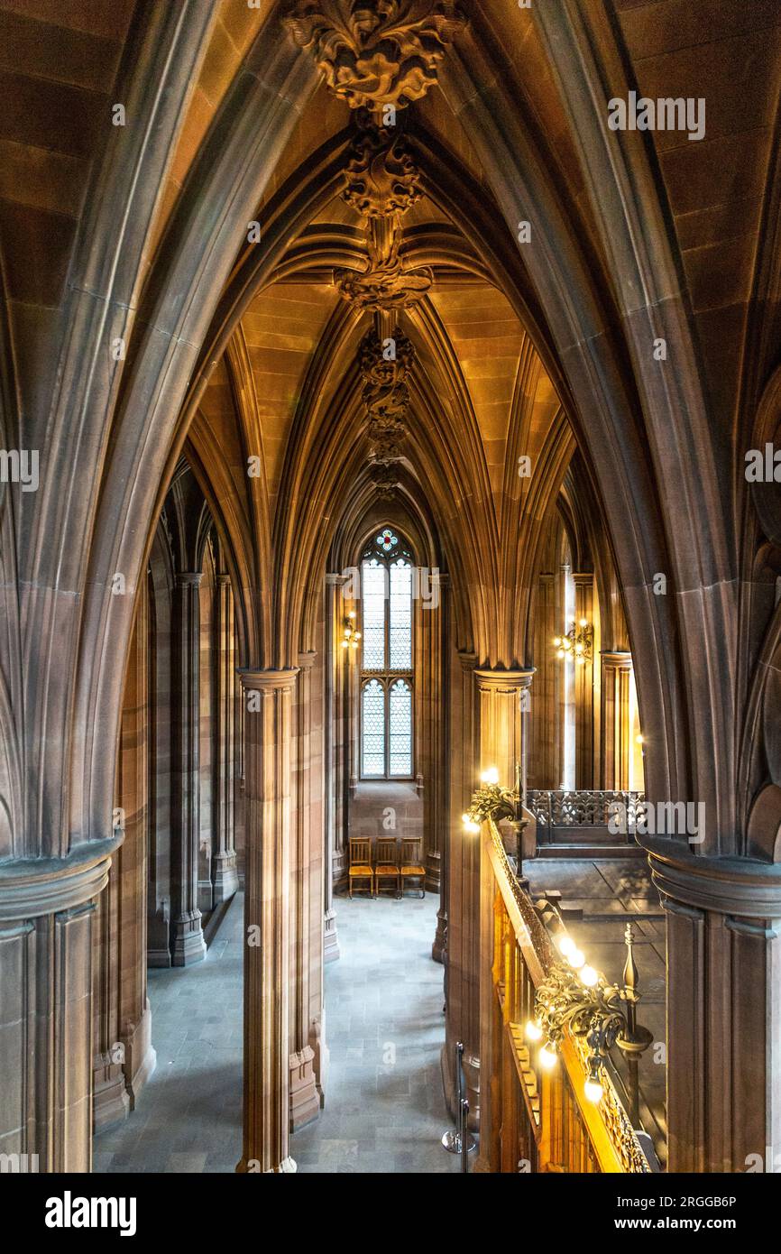Intérieur de la bibliothèque John Rylands, Manchester, UK Banque D'Images