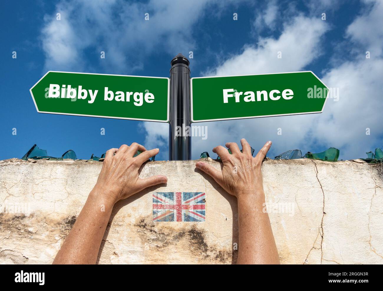 Bibby Péniche, France demandeur d'asile... Traitement des demandes d'asile offshore au Royaume-Uni, réinstallation, immigration, migrants, contrôle des frontières... concept Banque D'Images