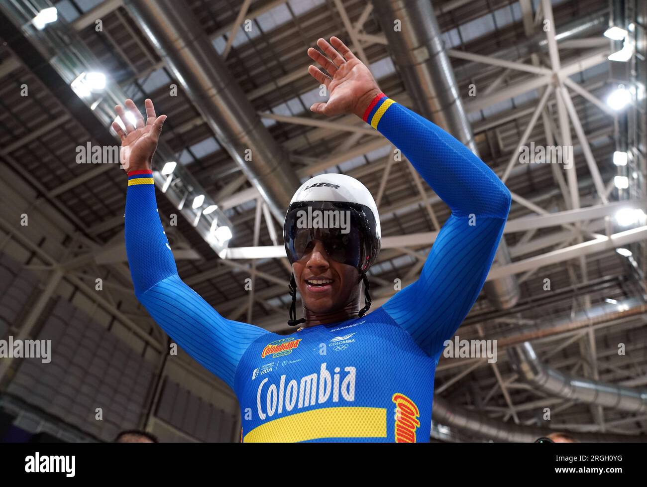 Le colombien Kevin Quintero a remporté la finale Elite Keirin lors de la septième journée des Championnats du monde cycliste UCI 2023 au Vélodrome Sir Chris Hoy, Glasgow. Date de la photo : mercredi 9 août 2023. Banque D'Images