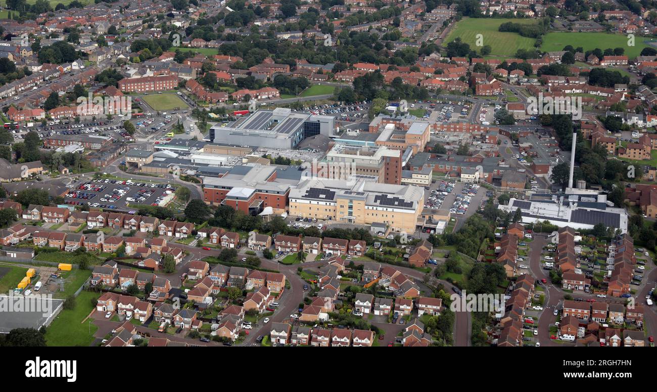 Vue aérienne de l'hôpital Queen Elizabeth, Gateshead Banque D'Images