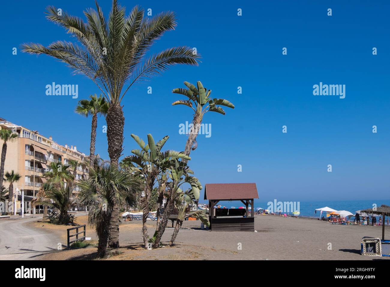 Paysage sur la plage de Castillo sur la côte de Malaga Banque D'Images