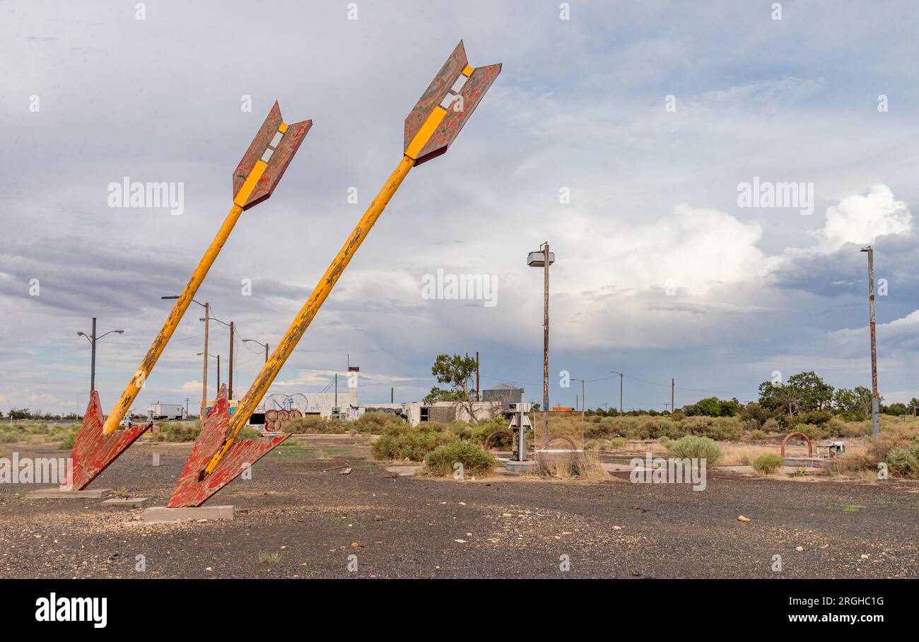 Twin Arrows, AZ est une ville abandonnée le long d'une portion désolée de la route 66 Banque D'Images