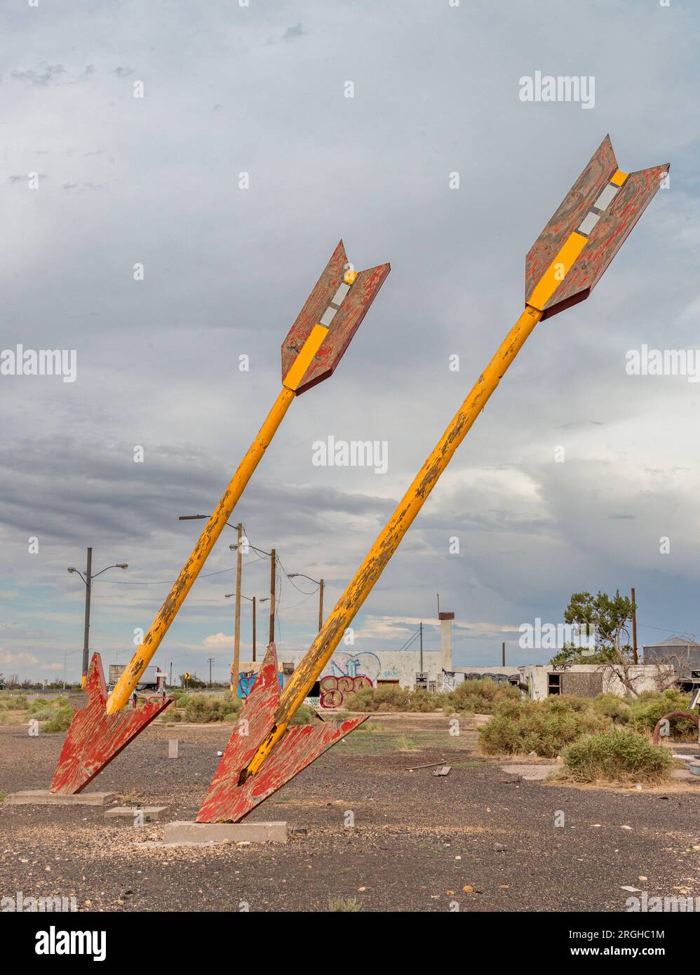 Twin Arrows, AZ est une ville abandonnée le long d'une portion désolée de la route 66 Banque D'Images