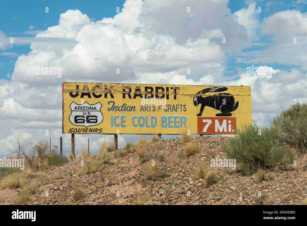 Signez pour le prochain Jack Rabbit Trading Post, fondé en 1948, à Jack Rabbit, AZ Banque D'Images