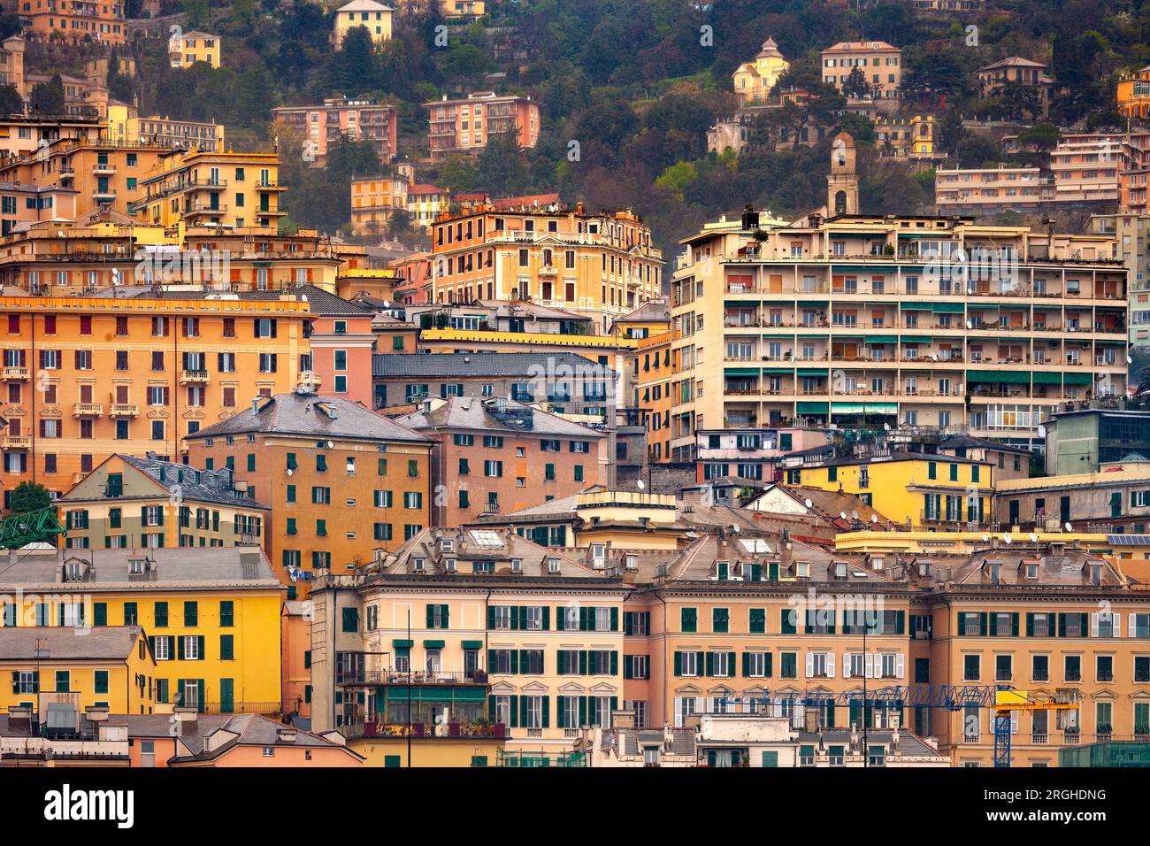 Skyline du front de mer de Gênes, Italie Banque D'Images