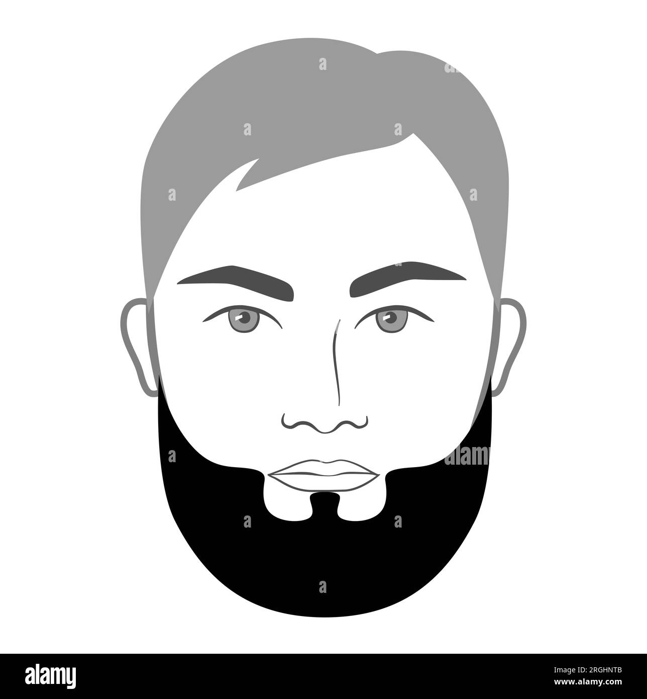Spartan Beard style hommes dans l'illustration du visage moustache de cheveux facial. Vector gris noir portrait masculin modèle de mode Flat barber collection Set. Contour isolé de coiffure élégant sur fond blanc. Illustration de Vecteur