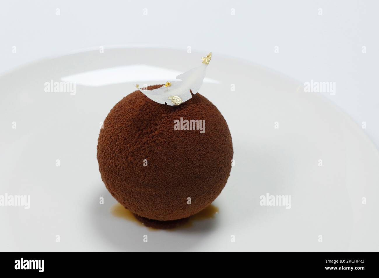 portion de gâteau au chocolat rempli de tiramisu, isolé avec fond blanc Banque D'Images