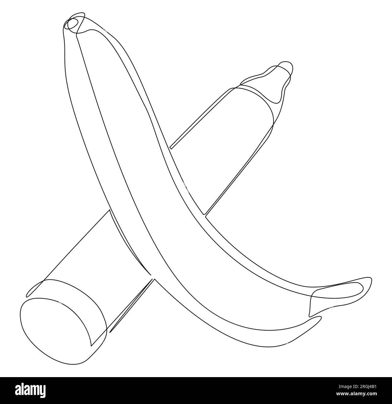 Une ligne continue de banane avec feutre. Concept de vecteur alimentaire d'illustration de ligne mince. Dessin de contour idées créatives. Illustration de Vecteur