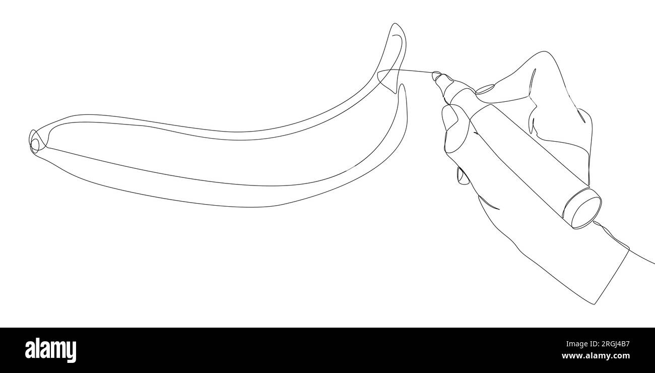 Une ligne continue de banane avec feutre. Concept de vecteur alimentaire d'illustration de ligne mince. Dessin de contour idées créatives. Illustration de Vecteur