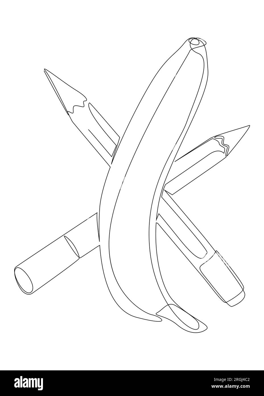 Une ligne continue de banane avec feutre. Concept de vecteur alimentaire d'illustration de ligne mince. Dessin de contour idées créatives. Illustration de Vecteur