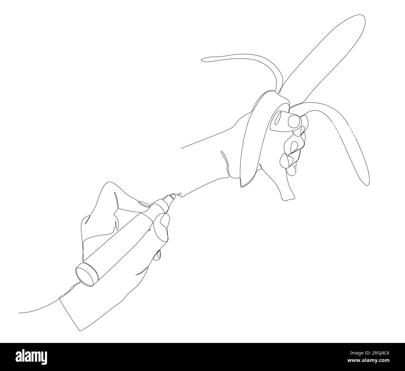 Une ligne continue de banane avec feutre. Concept de vecteur alimentaire d'illustration de ligne mince. Dessin de contour idées créatives. Illustration de Vecteur