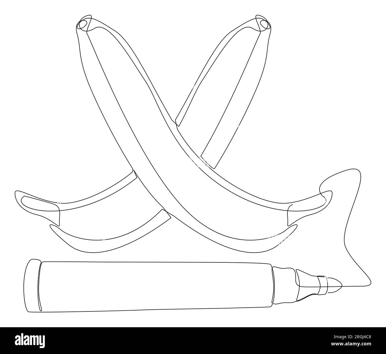 Une ligne continue de banane avec feutre. Concept de vecteur alimentaire d'illustration de ligne mince. Dessin de contour idées créatives. Illustration de Vecteur