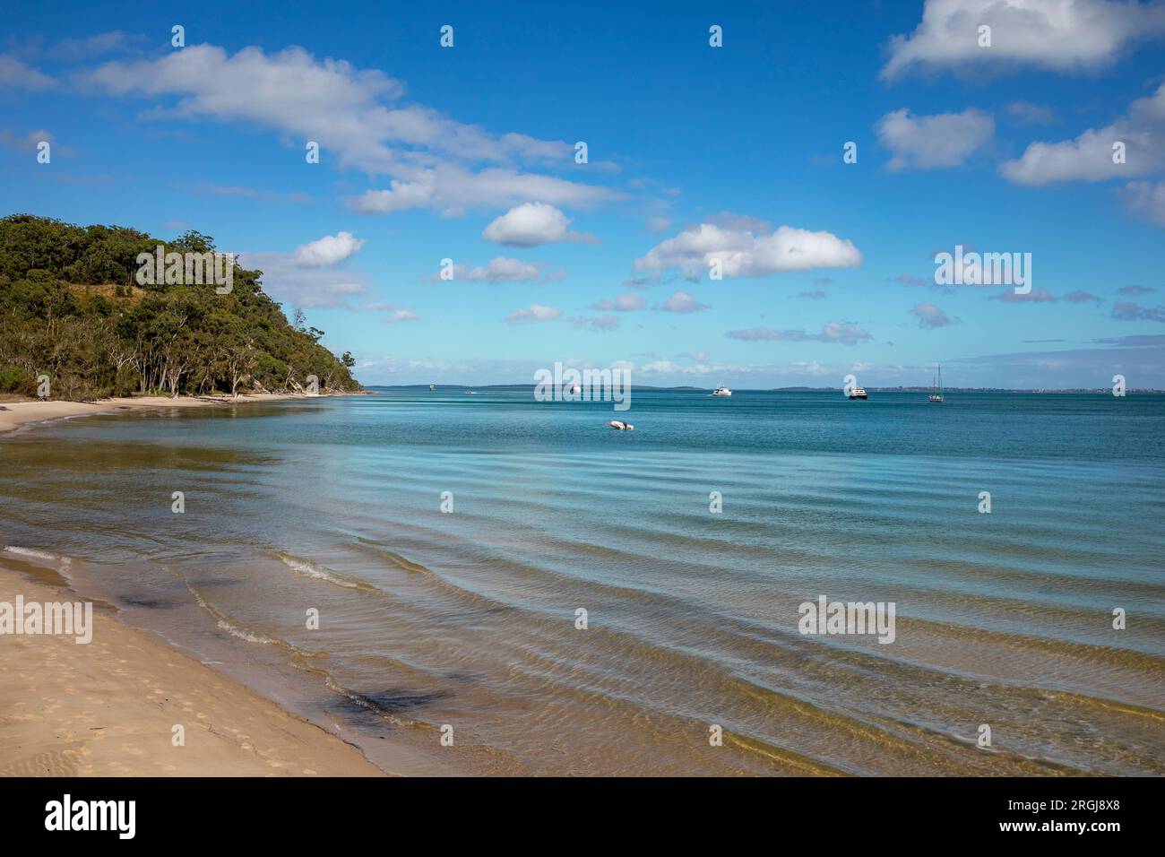 Fraser Island K'gari et l'océan côtier à Kingfisher Bay, Queensland, Australie Banque D'Images