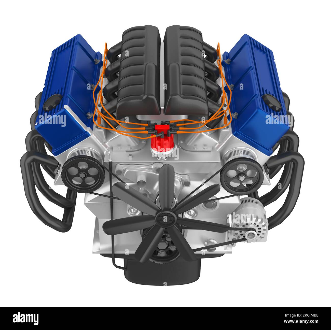 modèle 3D de Moteur de voiture d'époque V8 turbo partie du