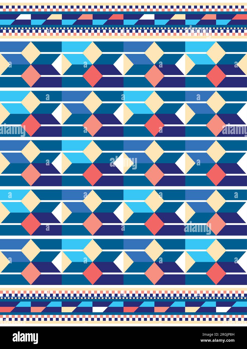 Motif vectoriel africain sans couture géométrique tribal en bleu, conception vectorielle inspirée du style Kente nwentoma Illustration de Vecteur