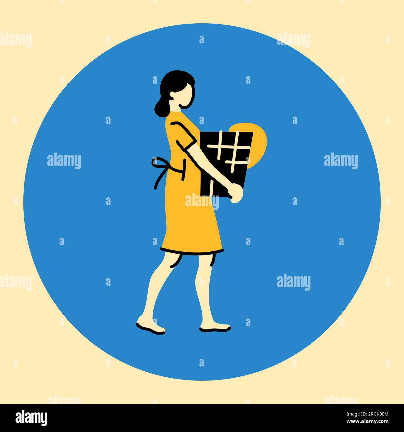 Jeune femme avec panier avec vetements ligne noire icone. Pictogramme pour page Web application mobile Promo Image Vectorielle Stock Alamy