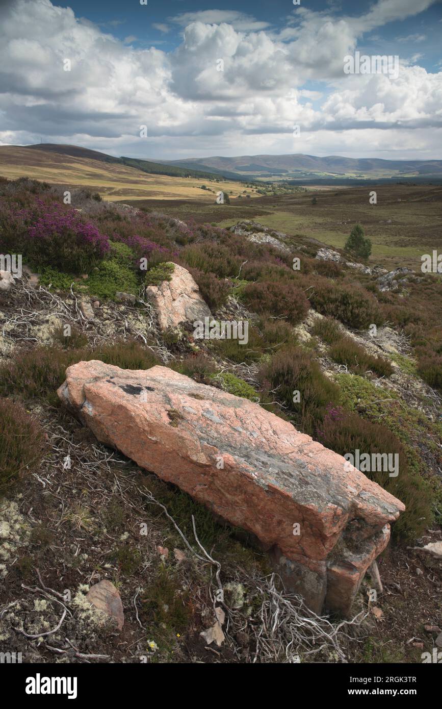 Les montagnes de Cairngorm vues depuis la route de Dava, Speyside, région de Grampian, Écosse. Banque D'Images