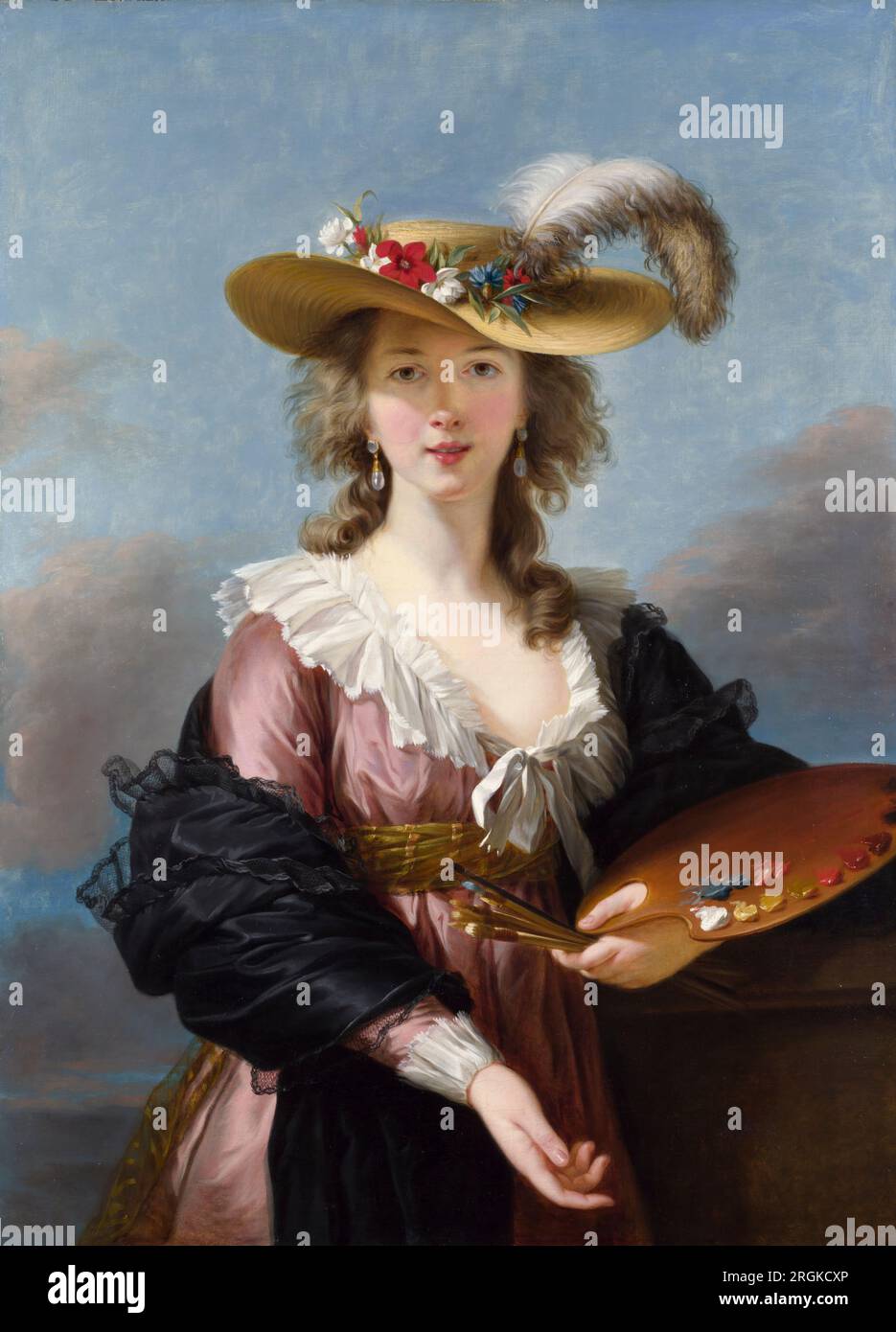 Elisabeth Vigee le Brun (1755-1842), Autoportrait au chapeau de paille, peinture à l'huile sur toile, après 1782 Banque D'Images