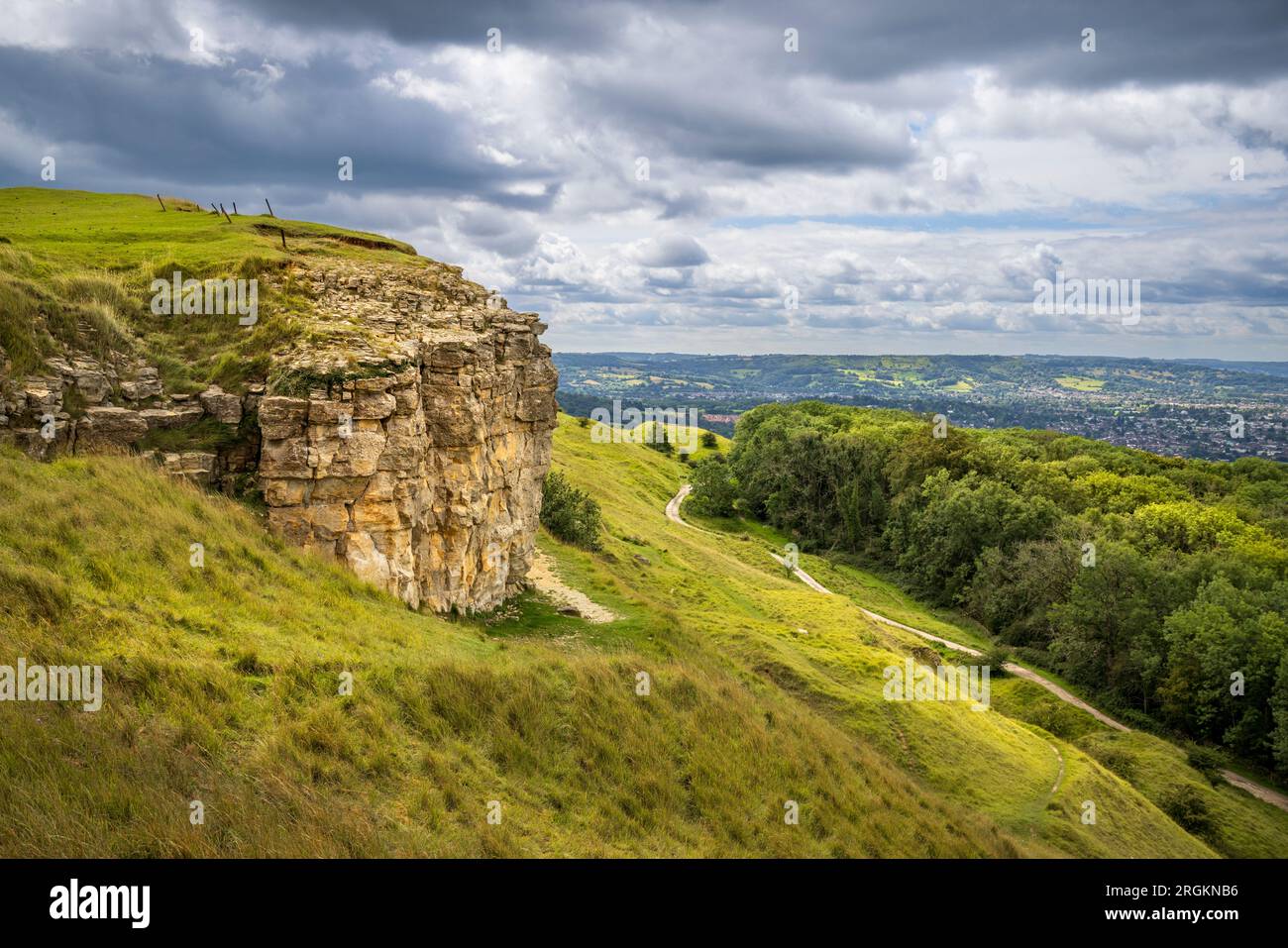 Castle Rock sur Cleeve Edge, Cleeve Hill, Cheltenham Spa, Gloucestershire Banque D'Images