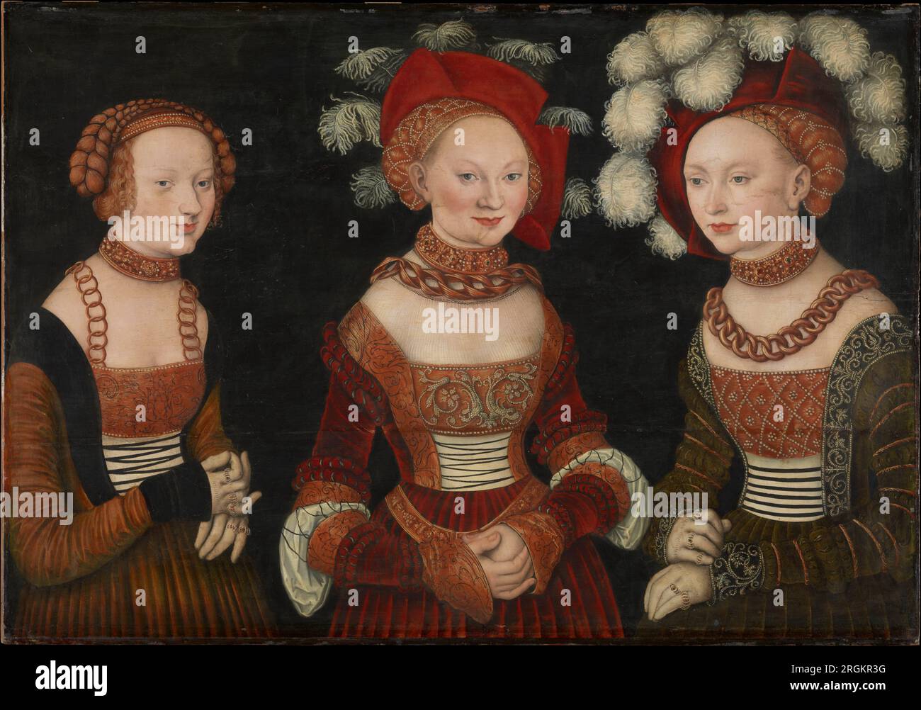 Les princesses Sibylla (1515-1592), Emilia (1516-1591) et Sidonia (1518-1575) de Saxe vers 1535 par Lucas Cranach l'ancien Banque D'Images